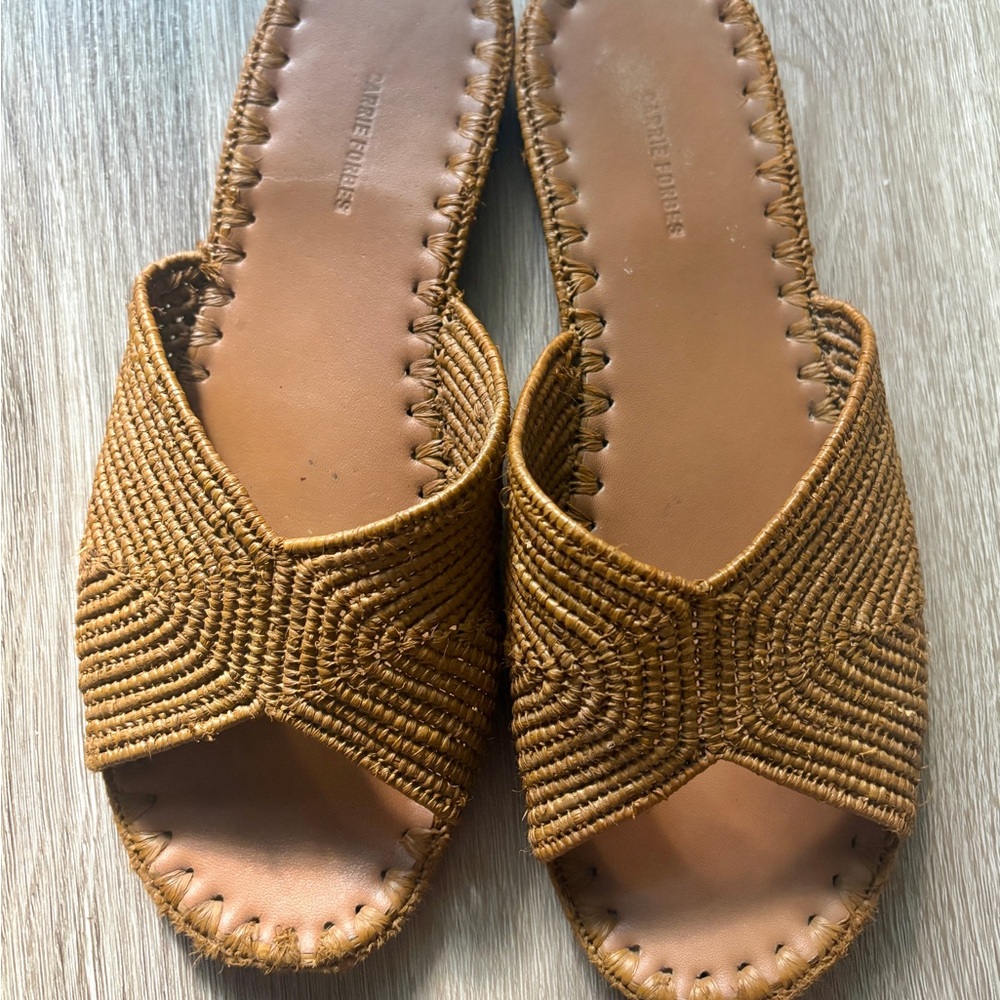 Brown Woven Slide Sandals